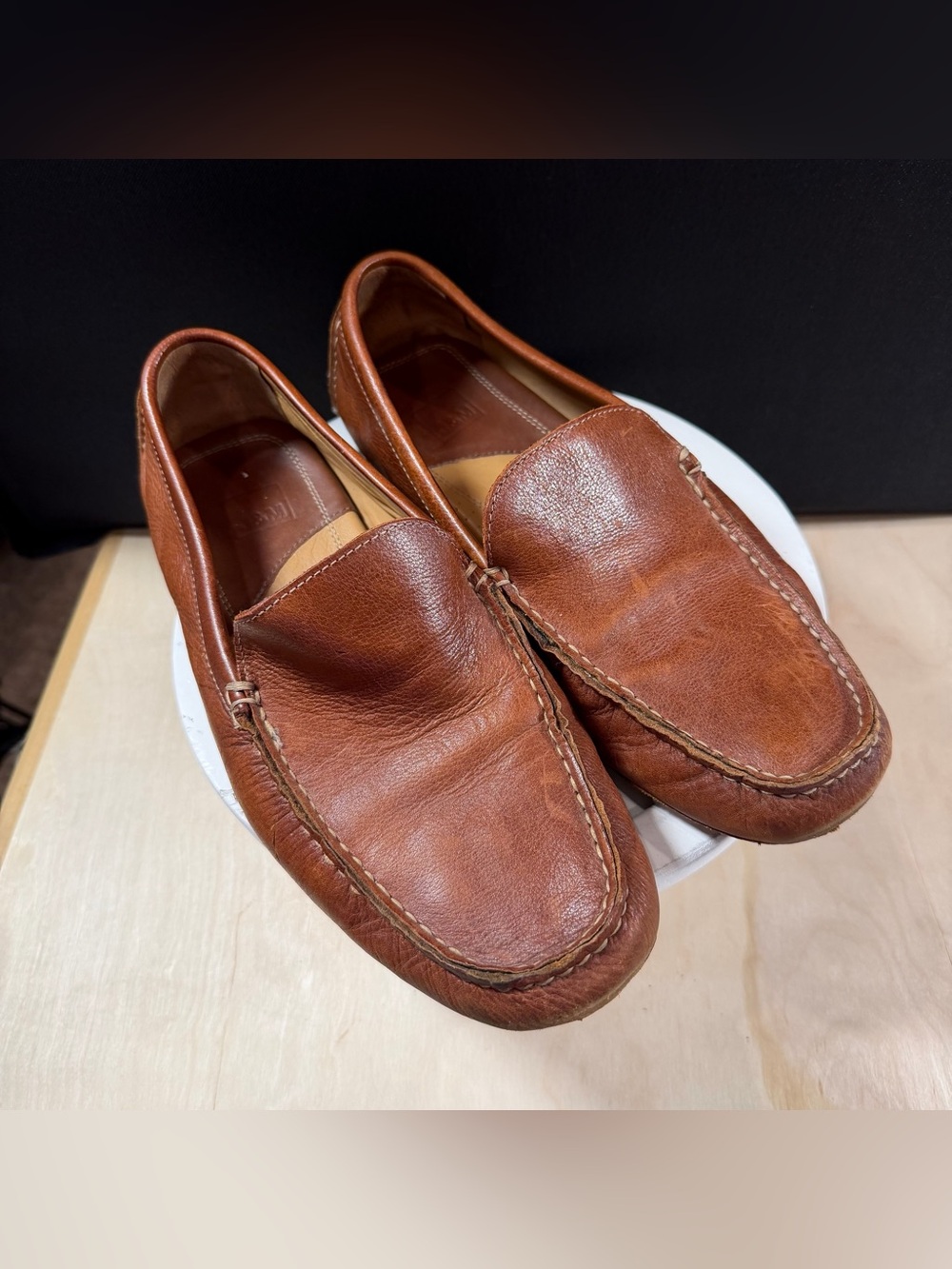 Men’s Johnston & Murphy Brown Leather Venetian Driving Loafers Size 10.5